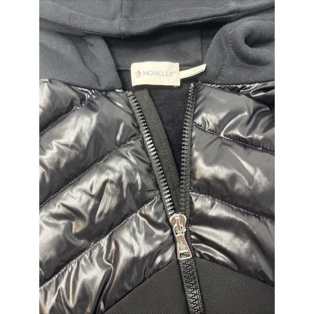 Moncler Kid's Quilted Down & Knit Hooded Black Cardigan Jacket Coat 10 NWT - Picture 7 of 10